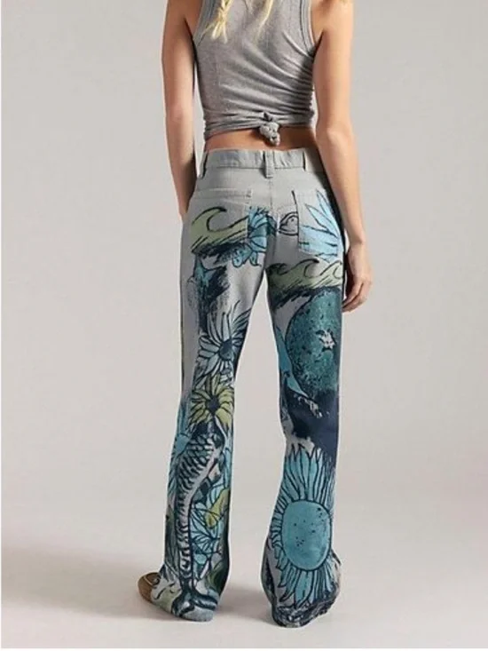Free People We The Free Tinsley Printed Jeans in Sea Shore Combo | 25 NWT - Picture 2 of 12